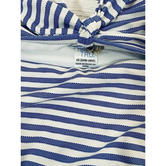 NEW Time and Tru Bikini Womens Plus Size 3X Swim Top & Bottoms Set Blue Stripes - Picture 9 of 16